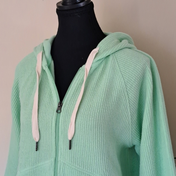 Sierra Designs Green Zip-Up Hoodie with Drawstrings Textured Sweatshirt Small - Picture 6 of 11